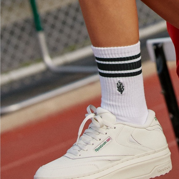 3037. Free People Logo Stripe Tube Socks - Picture 1 of 5
